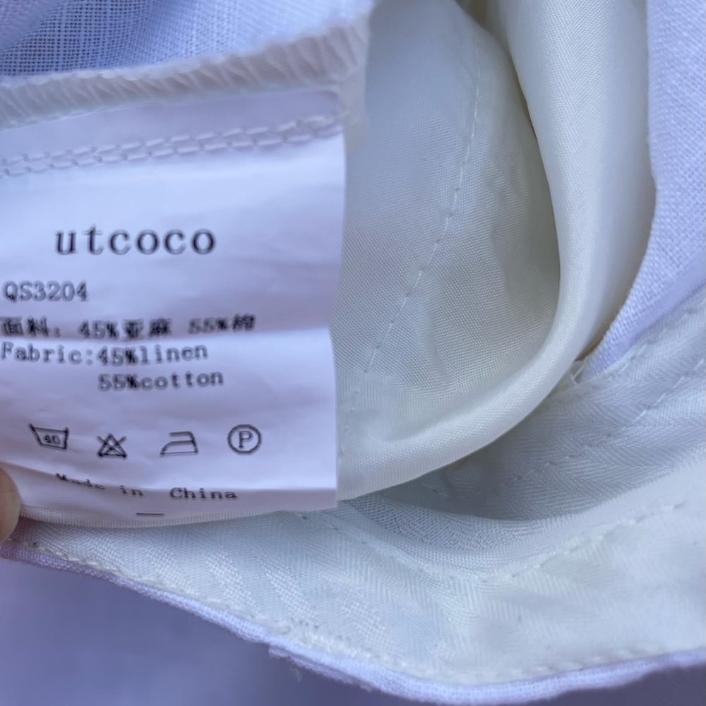 White Linen Drawstring Pants - Picture 11 of 11